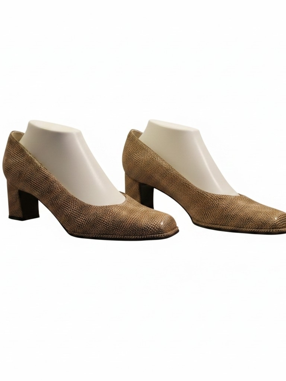 Stuart Weitzman Tan Textured Mid-Block Heel Pumps Size 8.5